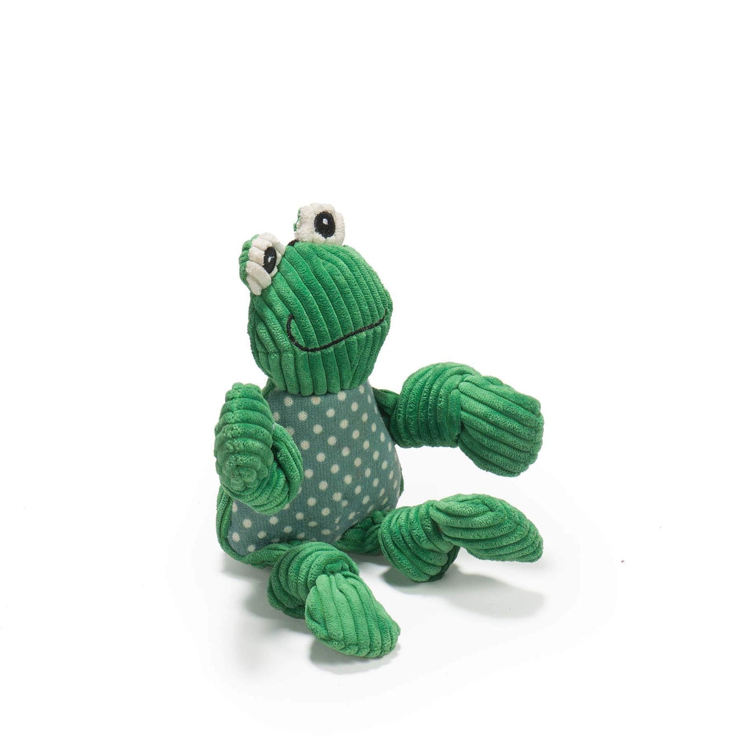 Fergie Frog Knottie® plush dog toy with durable Tuffut Technology and five squeakers