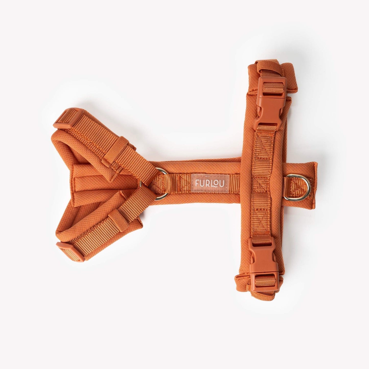Terracotta comfort dog harness with padded breathable fabric and adjustable straps