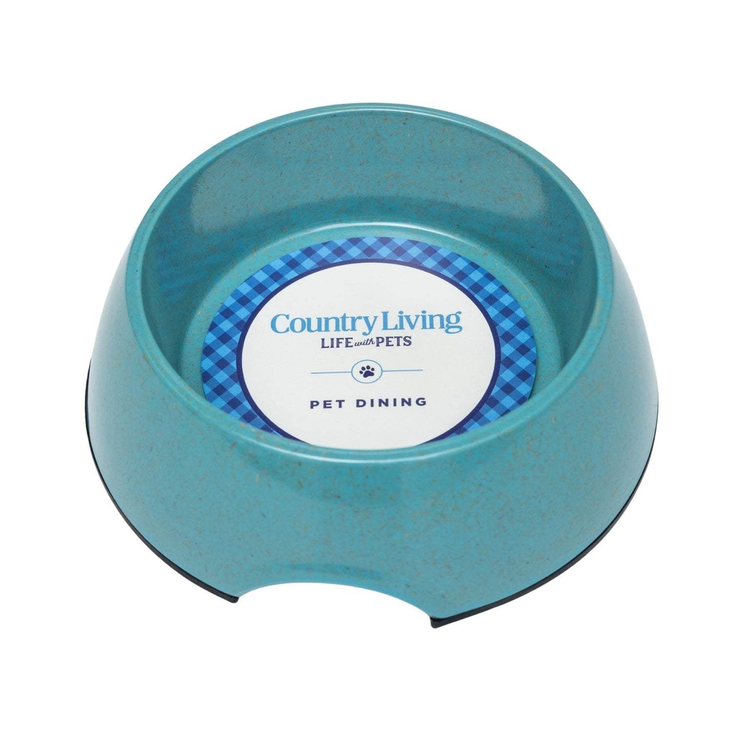 Country Living teal blue natural fiber dog bowls set of 2 with anti-skid base and ergonomic grip