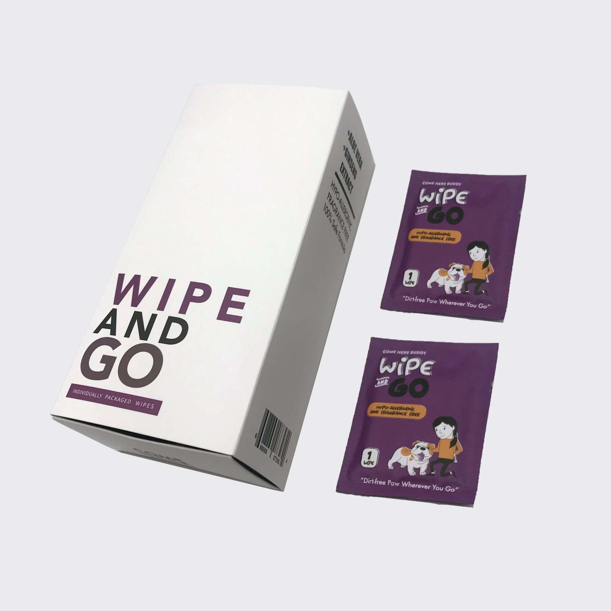 Individually packaged hypoallergenic dog wipes with aloe vera and ginseng extract for safe pet cleaning