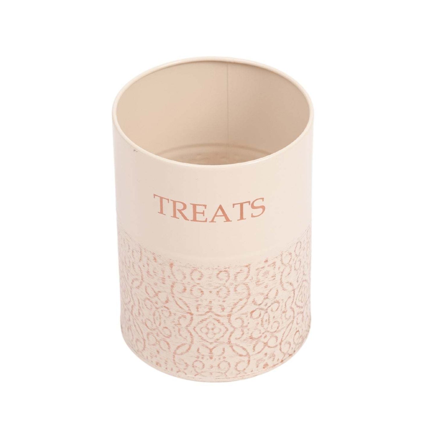 Country Living Dog Treat Canisters set with white swan color, bamboo lids, and elegant carbon steel design for pet treat storage