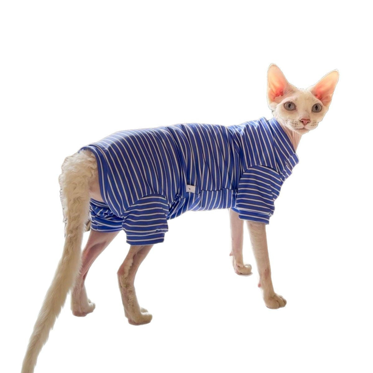 Sphynx Cat Summer Thin Breathable Striped Four Legged Shirt Clothes For Hairless Cats