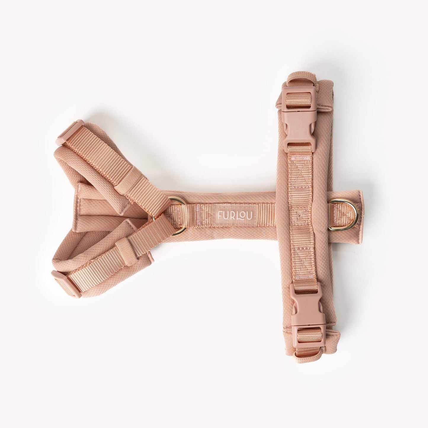 Powder Rose comfort dog harness with breathable padding and adjustable straps