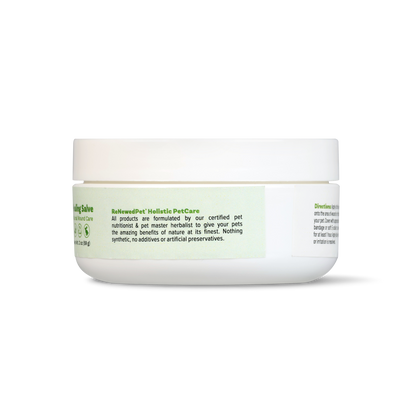 ReNewedPet Healing Skin Salve natural organic pet wound ointment in white jar
