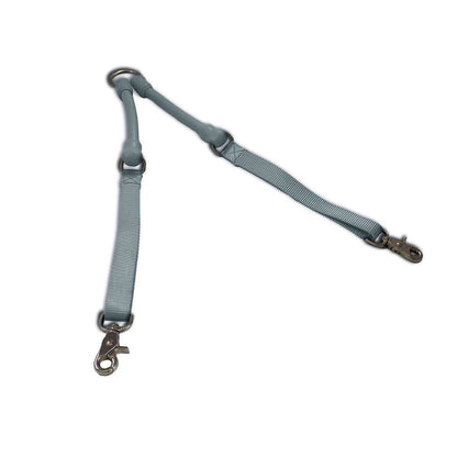Tangle-free double dog leash connector CRAZYcoupl'r by WACKYwalk'r for walking two dogs with durable stretch design and universal compatibility