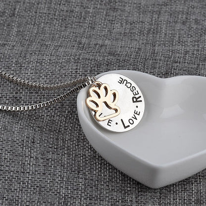 Round Dog Paw Tag Short Necklace