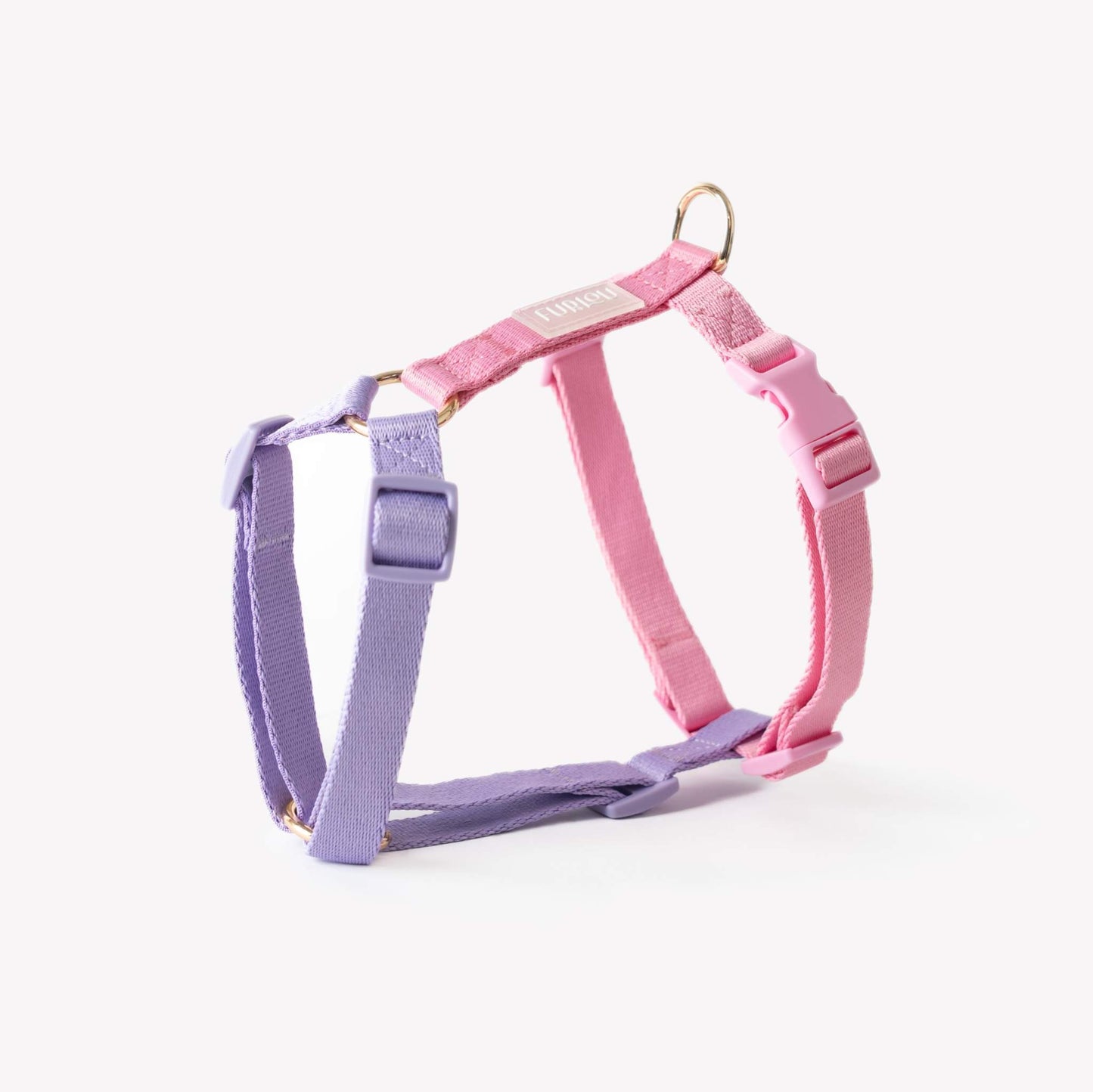Lavender and Pink - Dog Harness with adjustable straps and gold hardware for comfortable fit
