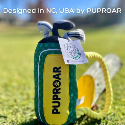 PUPROAR Golf Dog Toy | Cute Squeaky Plush Dog Toy with Rope & Crinkle