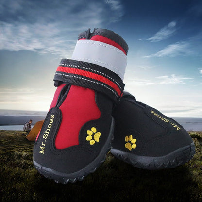 Waterproof boots for medium large dogs with reflective straps and anti-slip soles