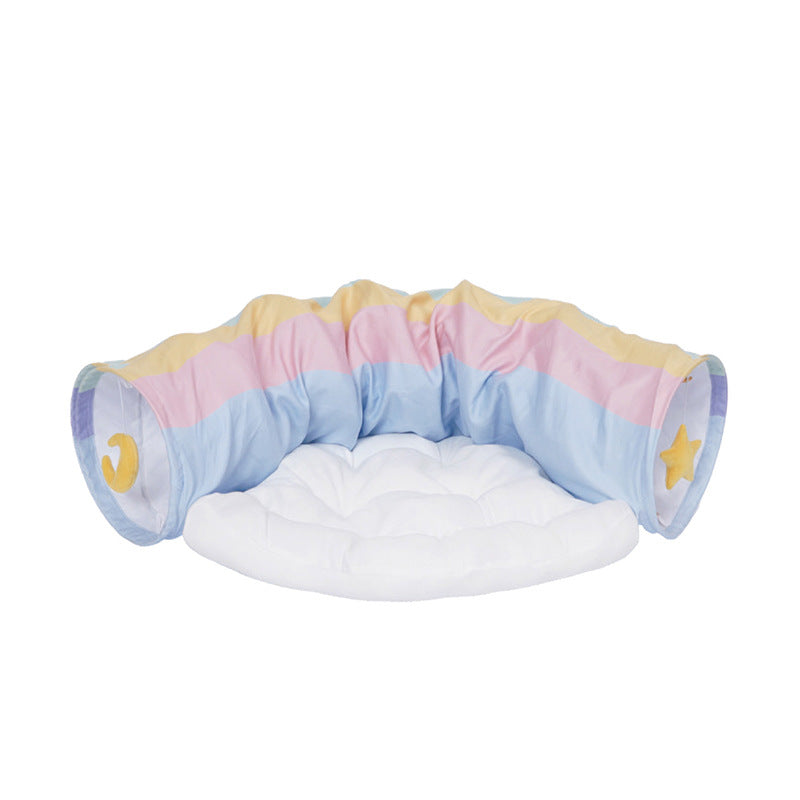 Rainbow Cat Tunnel Toy With Removable Washable Cushion