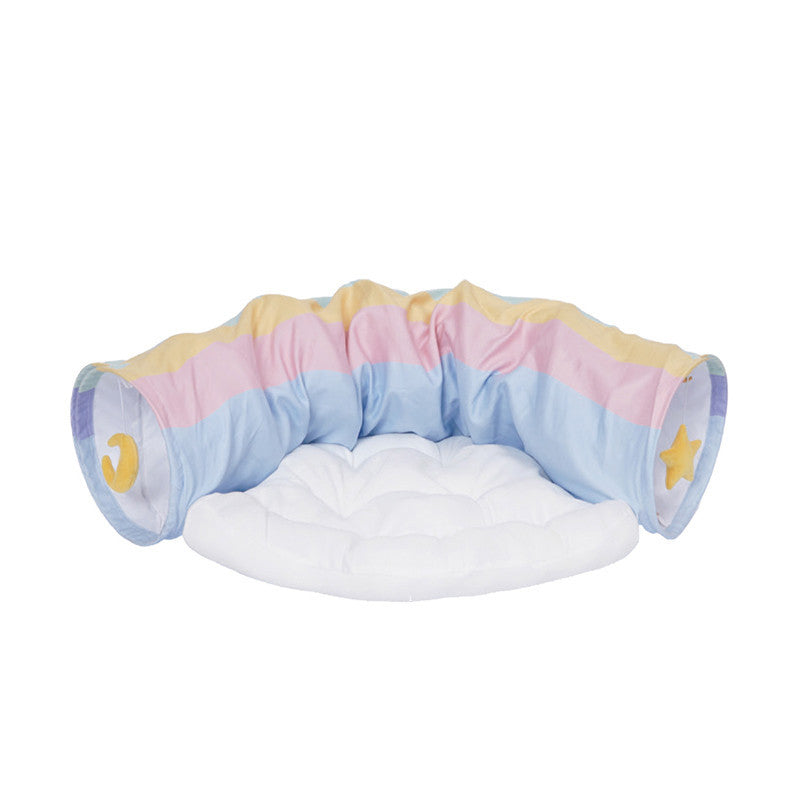 Rainbow Cat Tunnel Toy With Removable Washable Cushion