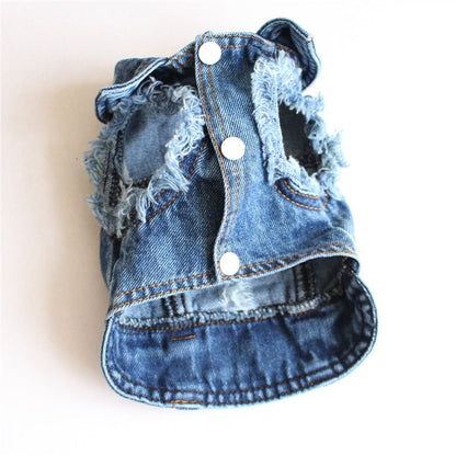 Dog Jean Jacket - Stylish Blue Denim Pet Coat & Vest for Small Dogs