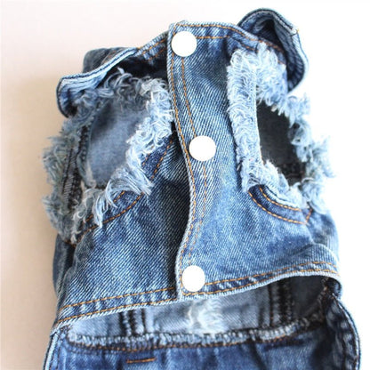 Dog Jean Jacket - Stylish Blue Denim Pet Coat & Vest for Small Dogs