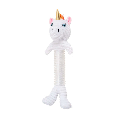 Country Living thermoplastic rubber unicorn corduroy plush dog toy with squeaker and crinkle paper