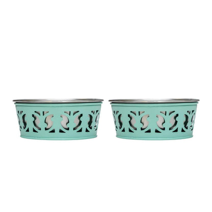 Country Living Set of 2 Stainless Steel Dog Bowls – Farmhouse Style