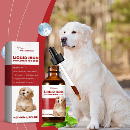 Pet dog syrup bottle with peppermint extract for supplementing dogs' iron and vitality