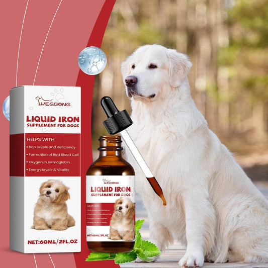 Pet dog syrup bottle with peppermint extract for supplementing dogs' iron and vitality