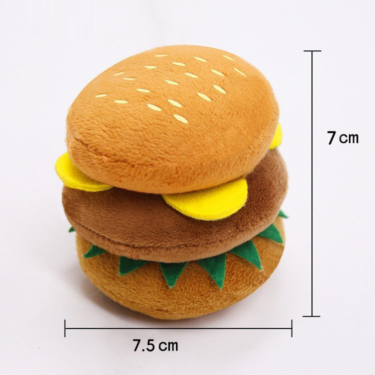 Cute Cat Plush Sound Toy - Adorable Cat Toy with French Fries and Hamburger for Small and Medium Dogs and Teddy Bears