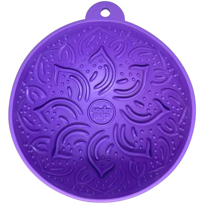 Purple Garden of Eatin' Tipsy Bowl wobble lick mat for dogs and cats with textured floral design