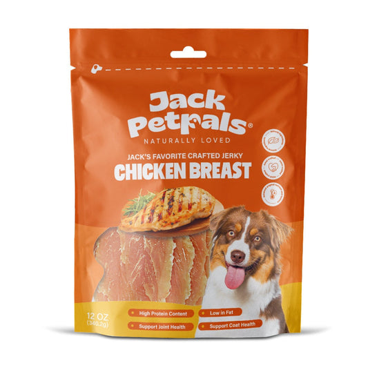 Jack PetPals Handcrafted Jerky Chicken Breast Dog Treats 12oz resealable pouch high-protein low-fat grain-free healthy snack