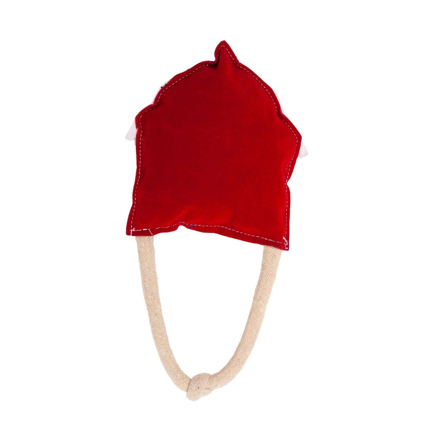 Country Living Faux Leather red barn dog chew toy with organic cotton stuffing and durable design