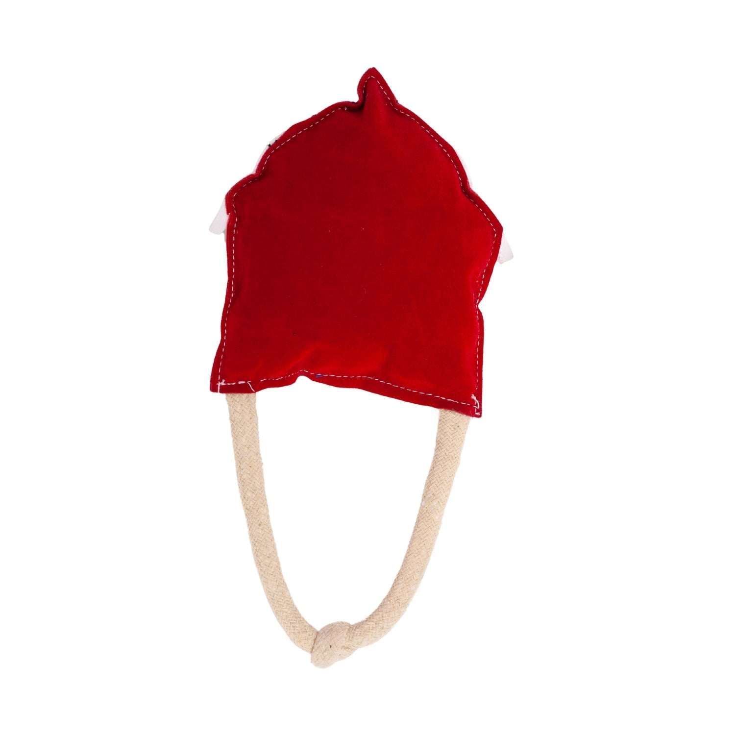 Country Living Faux Leather red barn dog chew toy with organic cotton stuffing and durable design