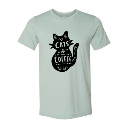 Cat And Coffee T-Shirt - Premium Cotton, Soft Feel, High-Quality Print