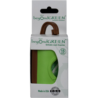 beyondGREEN recycled-plastic leash dispenser with 15 waste bags, eco-friendly and durable design