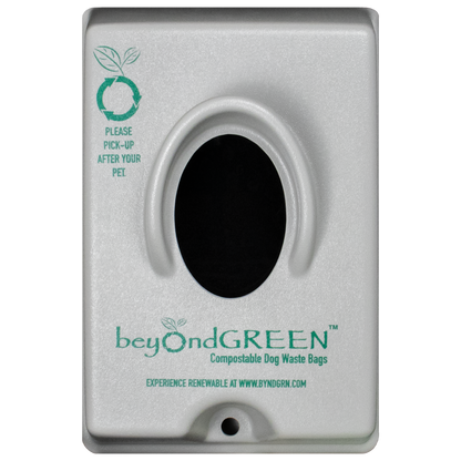 Wall-mounted single-pull dog waste bag dispenser with beyondGREEN compostable bags