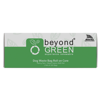 beyondGREEN dog waste bags refill roll with 200 strong, leak-resistant, unscented bags for park dispensers and home use