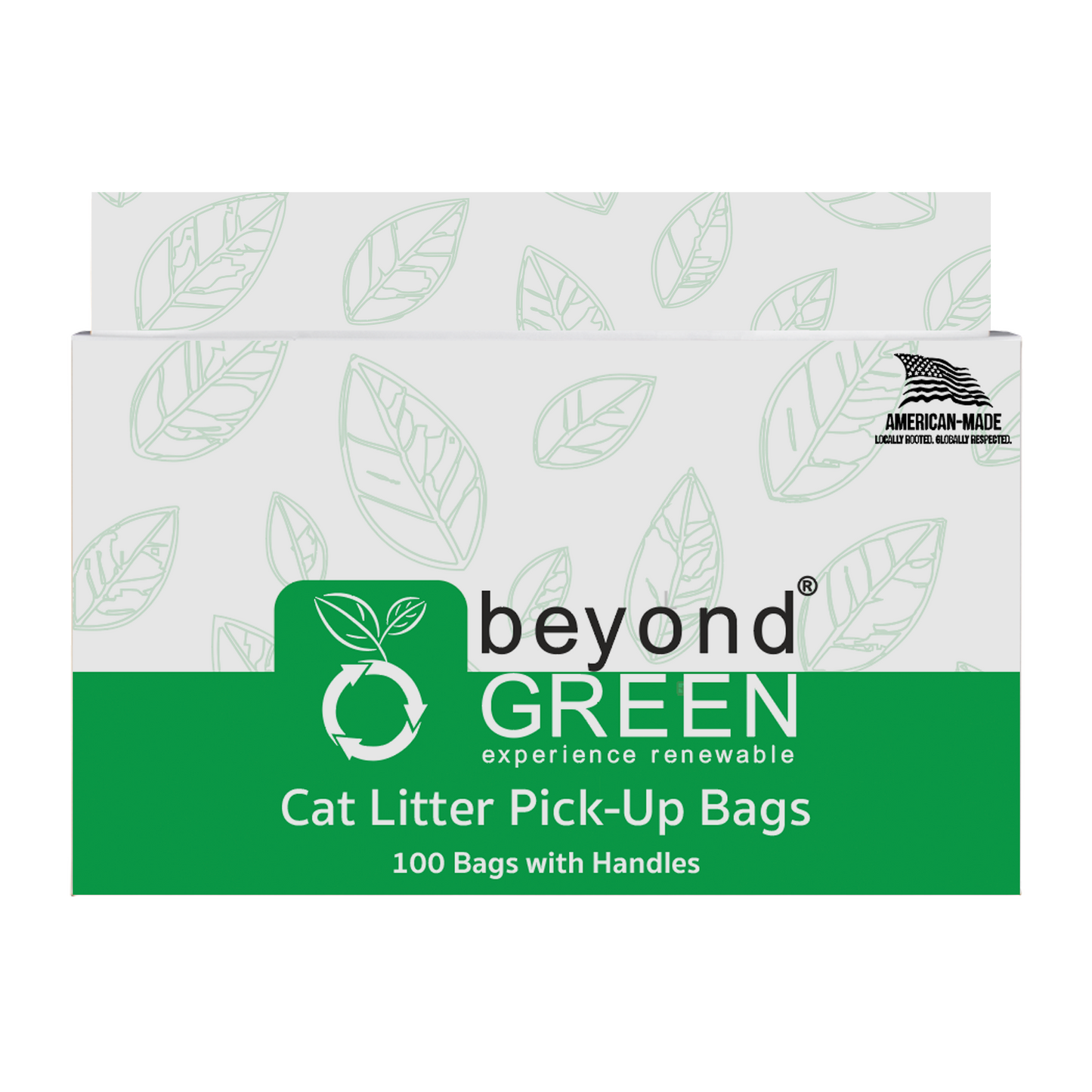 beyondGREEN Cat Litter Pick-Up Bags with Handles eco-friendly leak-resistant 100 bags packaging