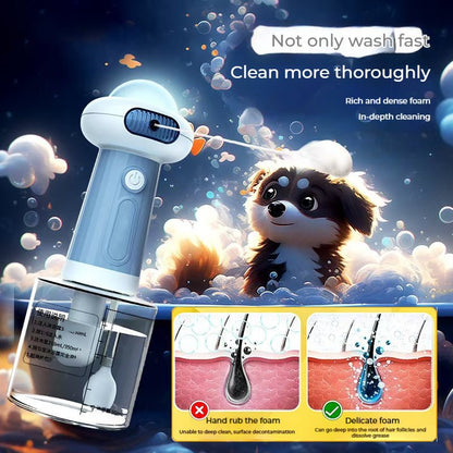 Blue automatic pet cleaning bathing foaming machine for cat and dog bubble bath