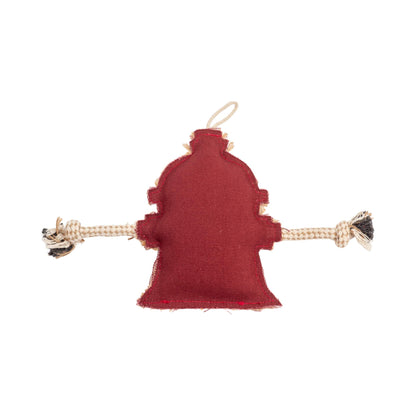 Country Living Canvas & Jute fire hydrant shaped durable dog chew toy with rope ends for small to medium dogs