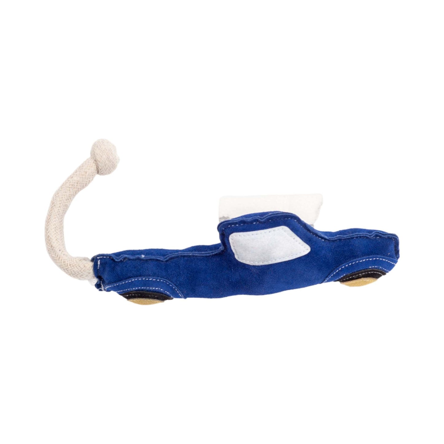 Country Living Faux Leather durable blue pickup truck dog chew toy with rope tail
