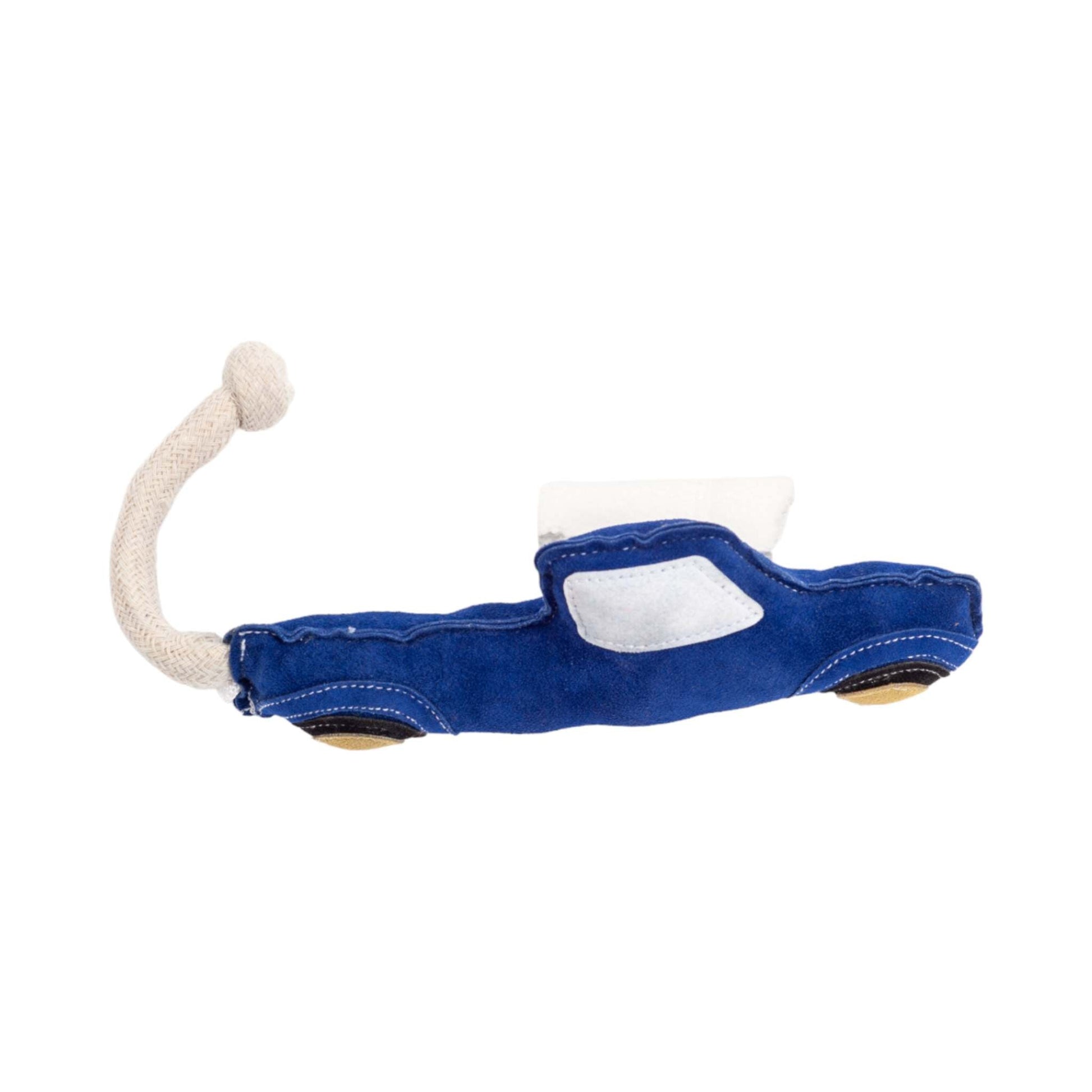 Country Living Faux Leather durable blue pickup truck dog chew toy with rope tail