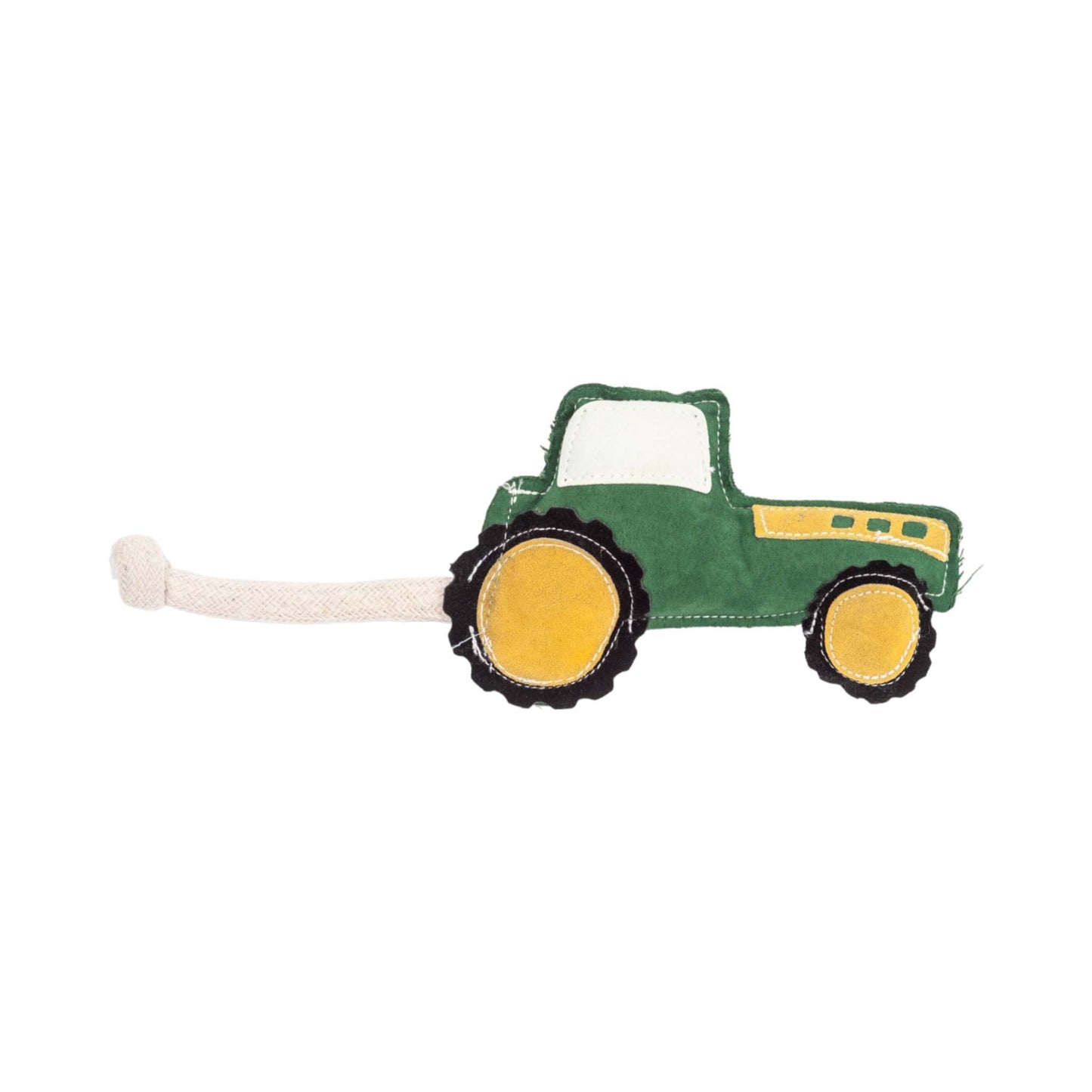 Country Living Faux Leather Green Tractor Dog Chew Toy - Durable, Safe