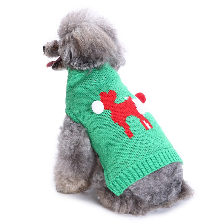 Pet Bone Stripe High Neck Christmas Sweater