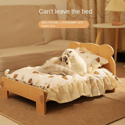 Cat Bed Universal Pet Bed Pet Nest Dog Nest Removable Solid Wood Bed