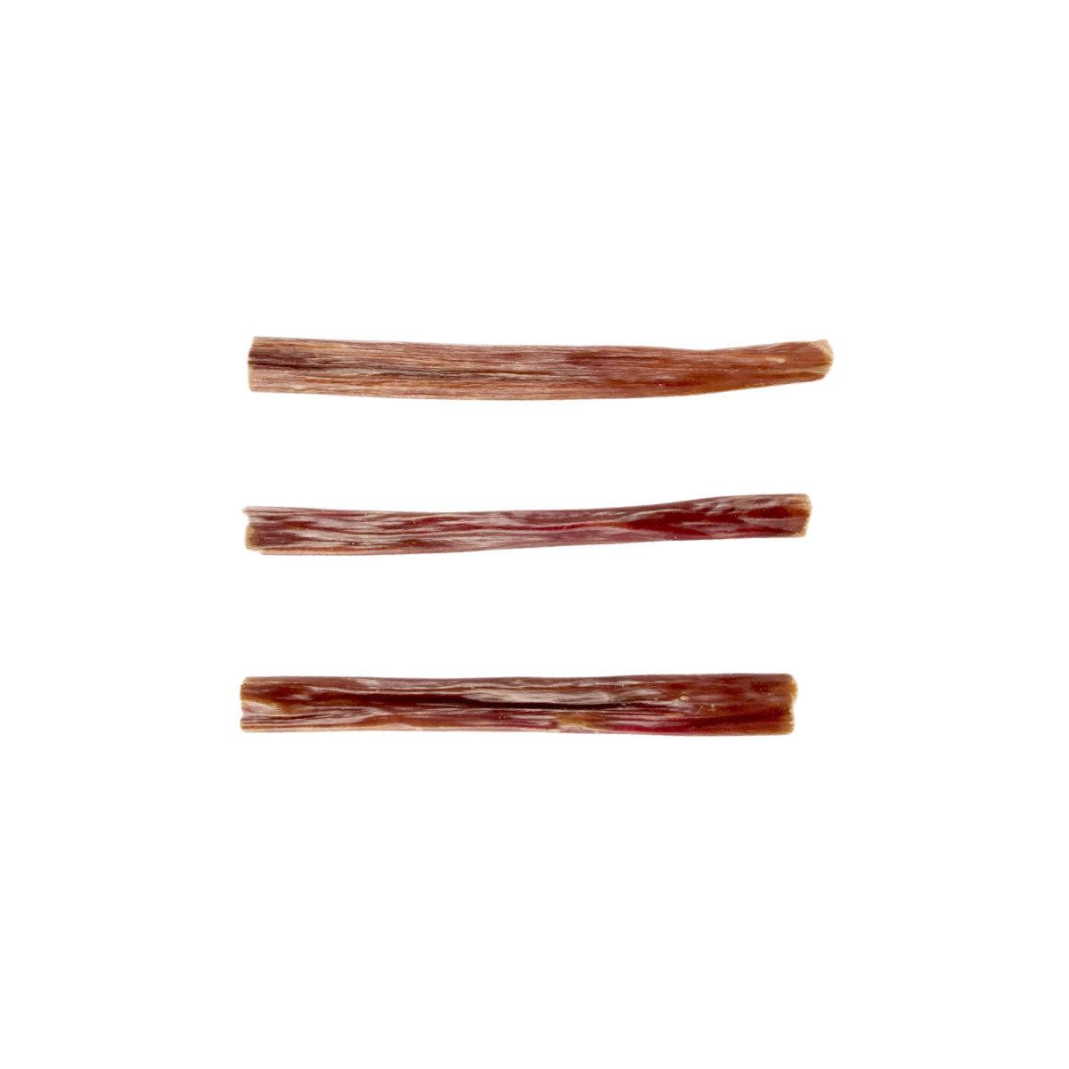 Pack of 5 all-natural 6-inch beef gullet stick dog treats for healthy chewing and dental care