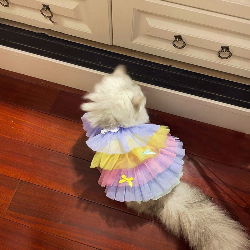 Pet Cat Clothes Dog Lace Mesh Dress