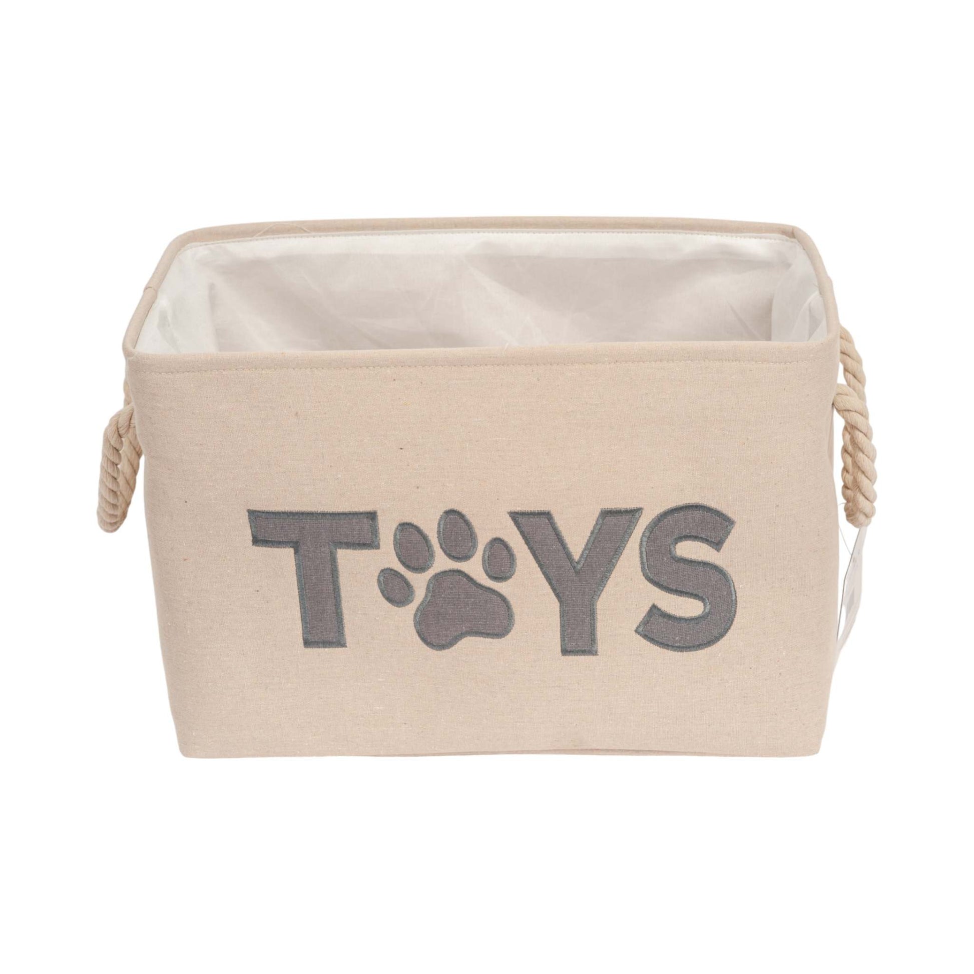 Country Living Foldable Fabric Dog Toy Storage Bin with neutral color and collapsible design for pet accessories organization