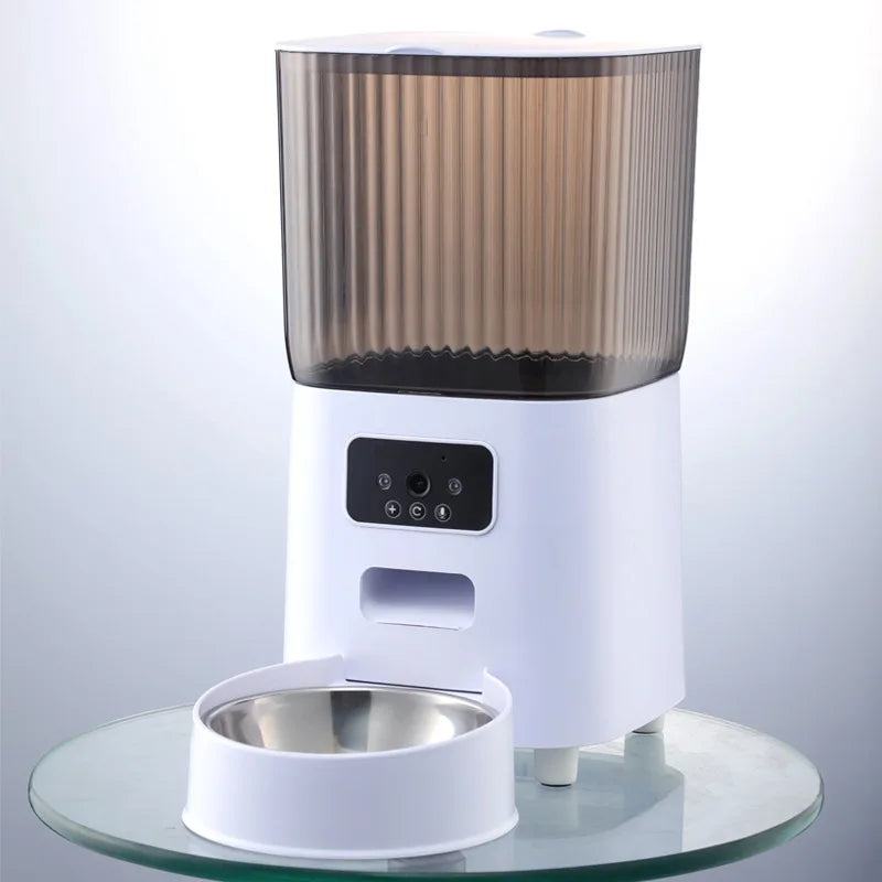 5L double bowls smart automatic cat feeder with camera and dry food dispenser