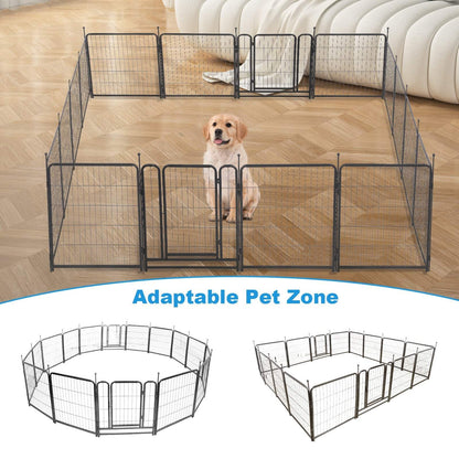 16 Panels Dog Playpen for Outdoor, Yard, and Camping - 24 inch Height