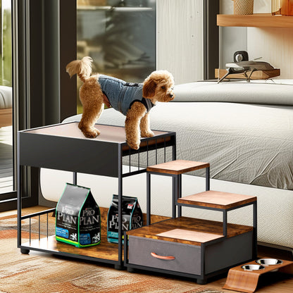 Step Window Perch,Bunk Beds Window Perch for Dogs Bedside Lounge Elevated Dog Bed Multi-Level Platform with sponge Vintage