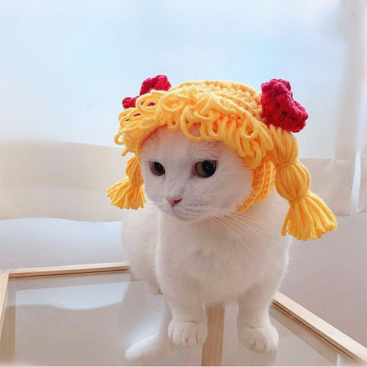 Funny Pigtails Pet Headgear Hat