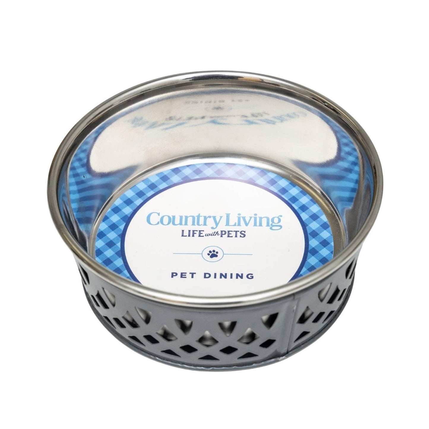 Country Living Set of 2 Stainless Steel Dog Bowls – Farmhouse Style