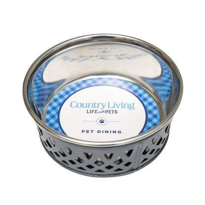 Country Living Set of 2 Stainless Steel Dog Bowls – Farmhouse Style