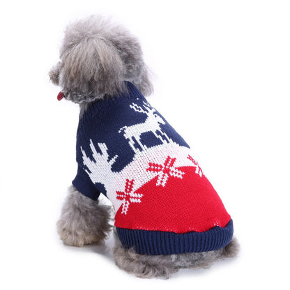 Pet Bone Stripe High Neck Christmas Sweater