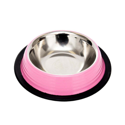 Country Living Set of 2 Ribbed Non-Slip Pet Bowls –Stylish Pink Design