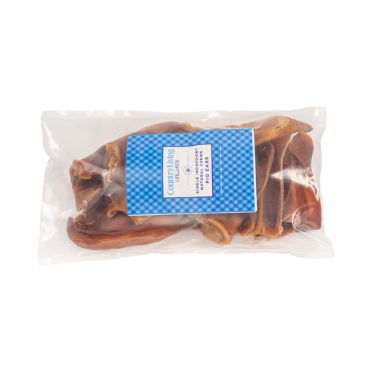 Country Living Whole Pig Ears Dog Treats – Natural Pork, Dental Care